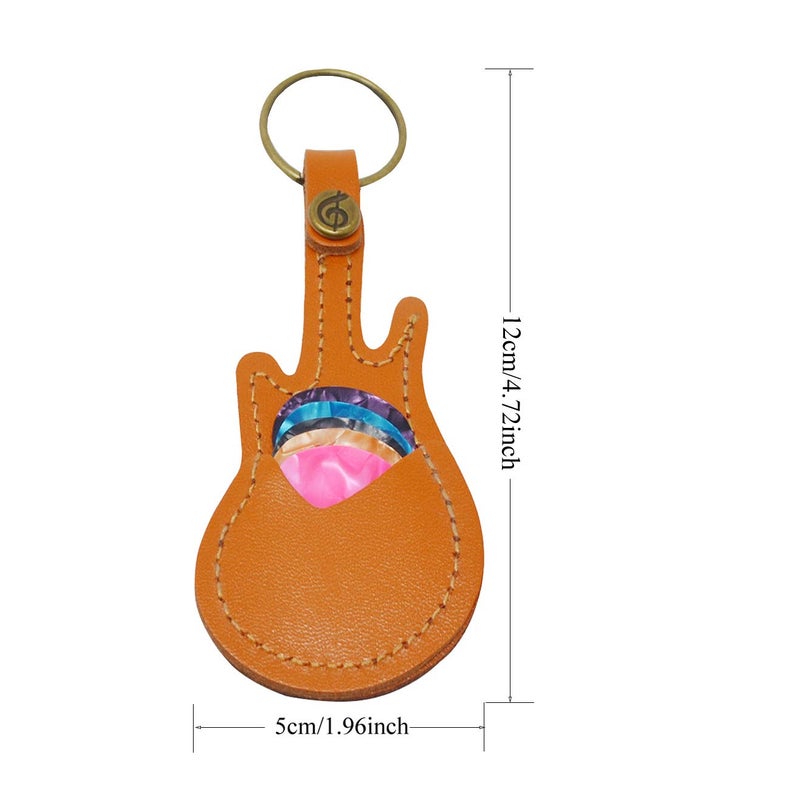PUNK Leather Guitar Picks Case Guitar Pick Holders with Keyring Guitar Plectrums Bag for Guitar Pick Bag with 5Pcs Plectrums Gift(Black) - Image 5